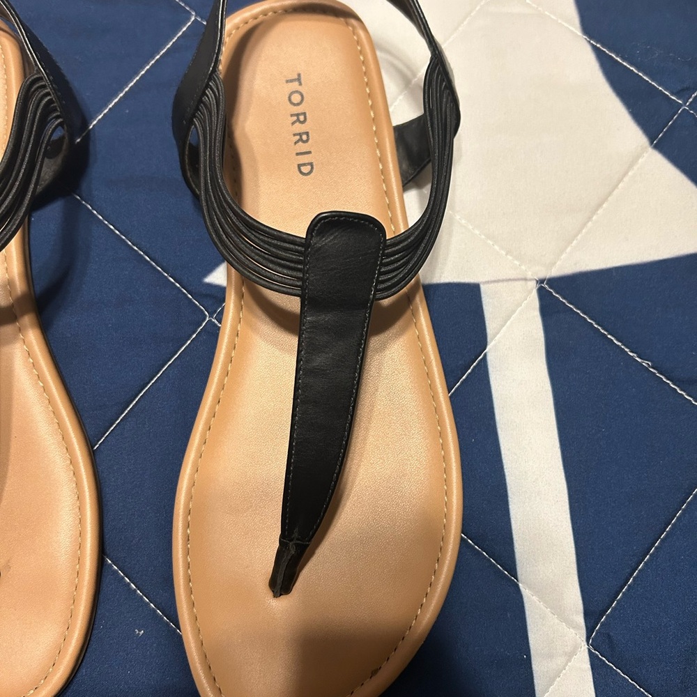 Torrid Black T-Strap Sandals Minimalist Design